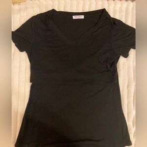 Nursing/Breastfeeding Top - Black V Neck Soft Shirt